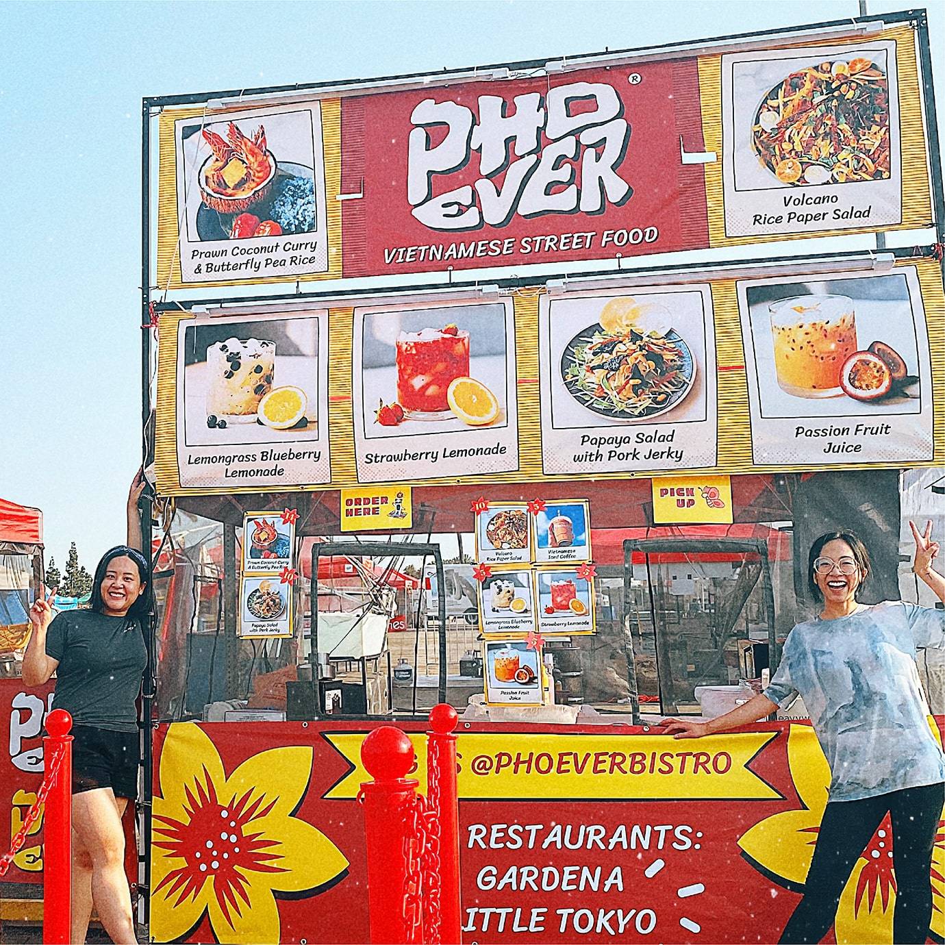 A photo of Pho Ever team vendoring at 626 Night Market, selling Vietnamese street food that are perfect for summer weather in Los Angeles.